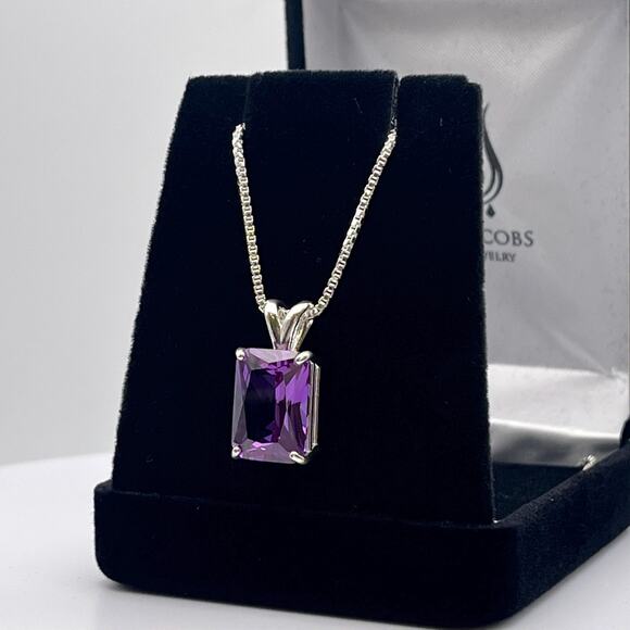 Gorgeous 8ct Emerald Cut Alexandrite Necklace Color Change Alexandrite Sapphire - Picture 6 of 6